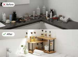 Bamboo Toilet <b>Holder</b> Standing Type Modern Style Durable Bathroom Use with Iron <b>Rod</b> Multifunction for Napkin Tissue <b>Holder</b> - Product Image 2