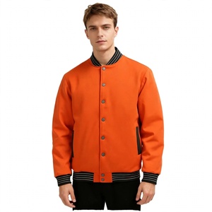 Chaqueta Bomber Azul Marino Sólida para Hombre, Cierre de Botones a Presión, Ropa Exterior Informal, Chaqueta Varsity Lisa, Estilo Retro Universitario - Product Image 1