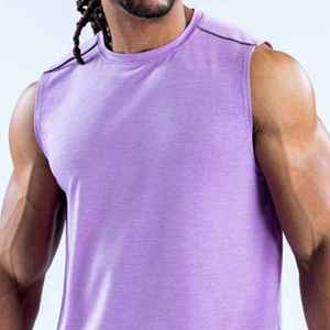 Haut sans manches pour homme, col rond, coupe classique, tissu jersey tricoté décontracté, 100% coton, respirant, couleur unie - Product Image 6
