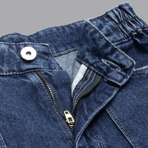 High Waist Wide Leg Blue Denim Jeans Women's Casual Full Length Loose Fit Distressed Cotton <b>Pants</b> - Product Image 4
