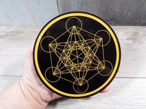 Cube de metatron gravé d'obsidienne noire de haute qualité, comprend toutes les plaques de grille solide à 5 plaques de grille en cristal de Chakra - Product Image 3