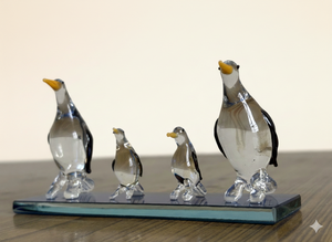 Figurine artisanale en verre Art Déco Famille de pingouins, Décoration de luxe pour la maison, Cadeau, Objet décoratif, Anniversaire de mariage, Saint-Valentin, Exportation, Décoration de table - Product Image 2