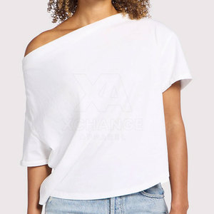 Camiseta Premium para Mujer con Hombros Descubiertos, Estampado Personalizado, Top de Moda de Verano, la Mejor Calidad, Venta Directa de Fábrica, Proveedor con MOQ Bajo - Product Image 4