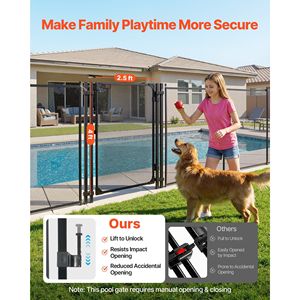 Kit di Sicurezza per Porte Esterne, Cancello per Recinzione Piscina Interrata 4 x 2,5 Piedi con Chiusura in Metallo, Accessori per Piscina - Product Image 2