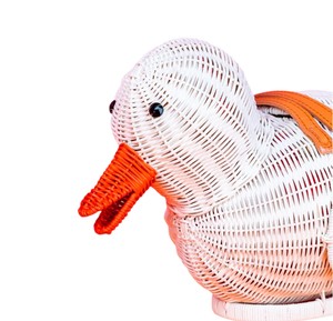 White Duck Shaped Rattan Storage Basket Animal Design Decorative Organizer Plant Fiber Material Portable <b>Wicker</b> <b>Bag</b> - Product Image 5