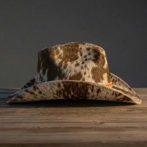 Custom Leather Top <b>Hat</b> Manufacturer Handmade Black Leather High Crown <b>Hat</b> for Gothic Fashion Cosplay Stage Performance - Product Image 2