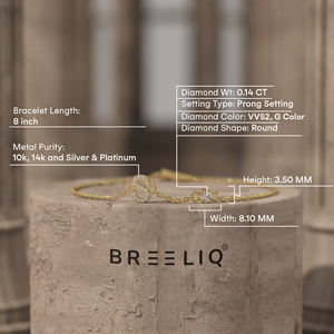 Bracelet en or blanc massif 14 carats avec initiale S pavée de diamants pour femme, bijou délicat avec lettre S et chaîne à maillons sertis de diamants - Product Image 5