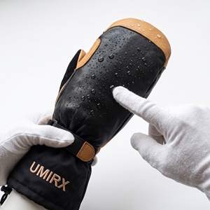 Mitaines de ski imperméables et respirantes en cuir noir et cuir de chèvre, gants de ski isolés, mitaines de snowboard avec manchette, unisexe, pour l'extérieur - Product Image 6