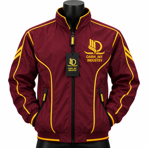 OARH_INT INDUSTRY Veste coupe-vent pour homme de couleur marron, qualité supérieure, fermeture éclair, logo brodé, style sportif d'automne - Product Image 1