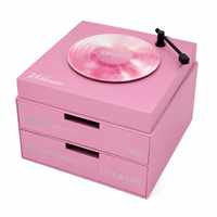 Boîte d'emballage cosmétique personnalisée style tourne-disque, boîte cadeau rigide en carton pour maquillage avec logo estampé à chaud