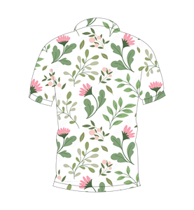 เสื้อโปโลผู้ชายสีขาวพิมพ์ลายใบไม้สีชมพูสีเขียวลายพฤกษศาสตร์แขนสั้นลำลองแฟชั่นฤดูร้อน - Product Image 5