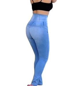 Jeans en denim pour femmes de haute qualité, styles coupe slim et jambe droite, vente en gros, impression/broderie de logo personnalisé - Product Image 4