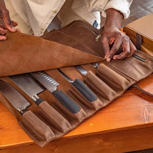 Sac de Chef de Luxe en Cuir Véritable Robuste, Anti-Odeur, Grande Capacité, Confortable, pour le Rangement des Couteaux de Cuisine - Product Image 1