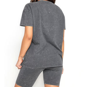 T-shirts pour femmes de haute qualité, effet délavé, couleur unie, style vintage, pour l'été, vente en gros - Product Image 4