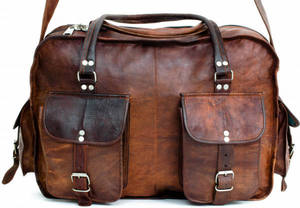 2026 Vintage 100% Genuine Leather Duffle <b>Bags</b> Unisex Handmade Travel Luggage New Fashionable Stylish Weekend <b>Overnight</b> Gym Carry - Product Image 1