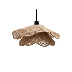 Lampe suspendue en jute faite à la main avec des pompons en coton, lampe suspendue bohème écologique tissée pour salon, café, restaurant - Product Image 3