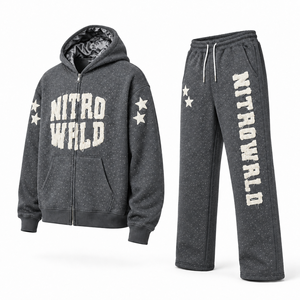 Survêtement Nitro Wild, sweat-shirt à capuche entièrement zippé de couleur marron avec imprimé étoiles, pantalon de survêtement, streetwear, coupe classique, unisexe adulte, vêtements d'automne - Product Image 5