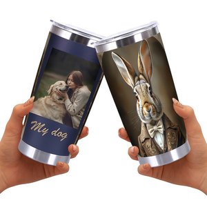 Stainless Steel Tumbler 20oz <b>Double</b> <b>Wall</b> Insulated Travel <b>Mug</b> With Rabbit Art Design - Product Image 2