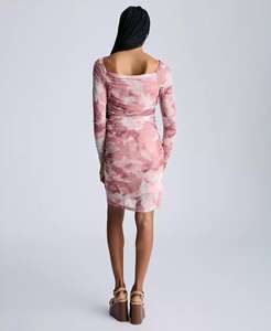 Abito a maniche lunghe con increspatura stampata da donna | Kenneth Cole - Product Image 6