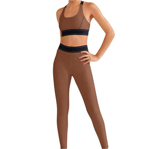 New Arrival <b>Women's</b> 2-Piece Yoga Suits Workout Gym Sets Mid-Waisted Breathable Spandex/Polyester <b>Leggings</b> Drawstring Closure Set - Product Image 3