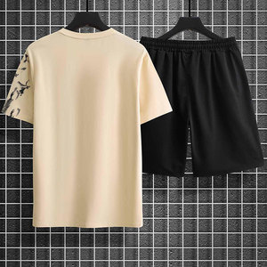 Ensemble T-shirt et short pour homme à imprimé tigre, tenue décontractée d'été, respirant, en coton terry tricoté 220g, ensemble assorti XL - Product Image 6