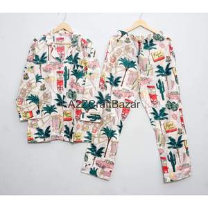 Women's Vintage Floral Printed Cotton <b>Pyjama</b> Set with Long Sleeves Plus Size <b>for</b> <b>Summer</b> & Winter Wear - Product Image 1