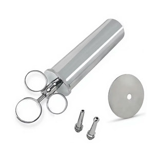 Jeringa de Alta Calidad para Extracción de Oídos, 2 oz, Latón con Acabado Cromado, Instrumento Quirúrgico Veterinario, Reutilizable, Grado Médico - Product Image 1