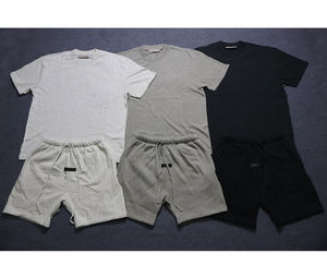 Ensemble de survêtement 2 pièces pour homme, coupe ajustée, décontracté, uni, écologique, léger, polyester/coton, respirant, t-shirt et short - Product Image 1