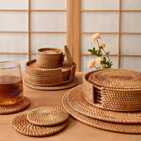 Meilleures ventes - Ensemble de sets de table et de sous-verres en rotin classique - Design personnalisable respectueux de l'environnement