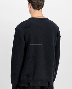 Suéter de Punto de Color Sólido, 100% Algodón, Unisex, Estilo Desgastado, de Alta Calidad, Cómodo y Duradero para Invierno, 220/340g - Product Image 4