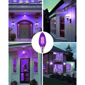 Bombillas LED C35 de 4W, Equivalente a 40W UVA, Base E12, Luz Púrpura para Decoración de Interiores, Bombillas de Colores E12 Tipo Candelabro - Product Image 3