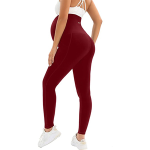 Leggings de maternité pour femmes, vente en gros, leggings de grossesse à porter par-dessus le ventre, vêtements de sport actifs, pantalons de yoga doux avec poches - Product Image 4