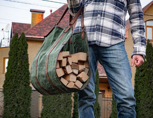 Porte-bûches en cuir, sac à bûches, support à bûches pour la maison, porte-bûches en toile personnalisé, porte-bûches en cuir - Product Image 5