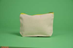 Pochette de papeterie promotionnelle écologique réutilisable en toile 100 % coton 12 oz, étui beige personnalisé avec fermeture éclair, abordable et économique - Product Image 5