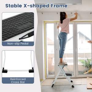 Foldable <b>2</b>-<b>Step</b> Household Cleaning <b>Ladder</b> with Anti-Slip Pedal and Large Foot Pads - Product Image 4