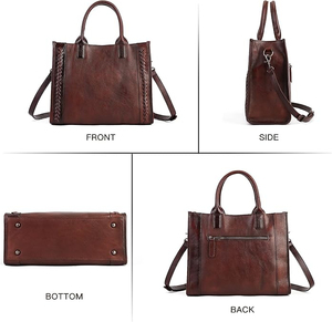 OEM Customized Elegant Cowhide Leather Ladies Tote Bag Stylish Women's Genuine Handbag Shoulder Strap Wholesale Availability - Product Image 3
