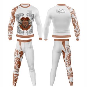 ชุดคอมเพรสชั่นแขนยาวพิมพ์ลายแบบไร้รอยต่อ คุณภาพพรีเมียม ระบายอากาศได้ดี เหมาะสำหรับกีฬาแอคทีฟแวร์ MMA แรชการ์ดและเลกกิ้ง - Product Image 1