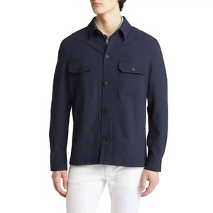 Camisa de mezclilla para hombre - Camisa cargo de manga larga resistente con bolsillos dobles para uso diario y al aire libre - Product Image 1