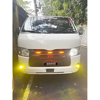 Calandre avant automobile avec éclairage LED pour HIACE 2014-2018, kit de mise à niveau des accessoires de calandre pour fourgonnette à carrosserie étroite, garniture de carrosserie automobile