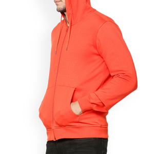 Wholesale <b>Men's</b> <b>Orange</b> Hooded Zip-Up Sweatshirt Regular Fit Solid Color Casual French Terry 100% Cotton Zip-up <b>Hoodie</b> - Product Image 5