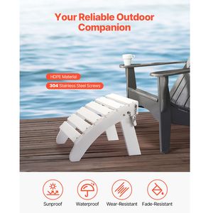 Poggiapiedi Pieghevole in Plastica HDPE per Patio, 17.7L X 19.7L X 13.8H Pollici, Resistente alle Intemperie, Stile Adirondack - Product Image 2