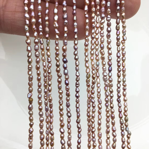 Perlas de Arroz Morado AA, Perlas de Agua Dulce de 2-2.5mm, Cultivadas Naturalmente, Sueltas, en Hilo Completo, para Fabricación de Joyería, Suministros al por Mayor - Product Image 1