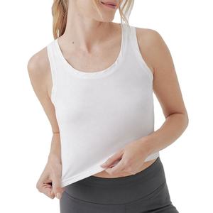 Camiseta sin mangas de punto blanca para mujer, cuello redondo, color liso, ropa informal, transpirable, longitud regular - Product Image 1