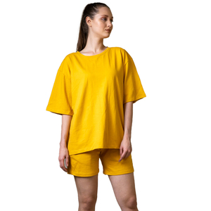 Conjunto de verano nuevo de 2 piezas para mujer, camiseta de manga corta con cuello redondo y pantalones cortos, 100% algodón. - Product Image 5