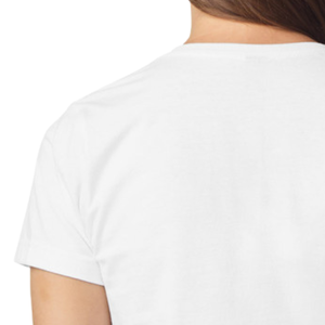 T-shirt blanc uni à col en V et manches courtes pour femme, en mélange de coton doux et respirant, décontracté, léger, coupe classique, idéal pour l'été - Product Image 4