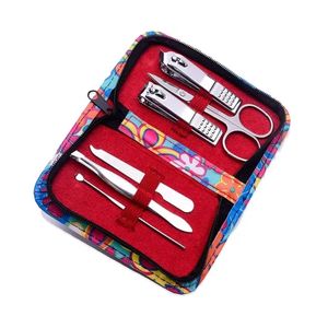 Manicure <b>Set</b> 12 Piece Floral Pattern Zip Case Polished Stainless Steel Tools Travel Personal Care Hand Foot Grooming Kit - Product Image 2
