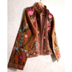 Floral Suzani <b>Velvet</b> <b>Jacket</b> <b>Women</b> Indian Handmade Embroidered Boho Coat Ethnic Fashion Outerwear - Product Image 3