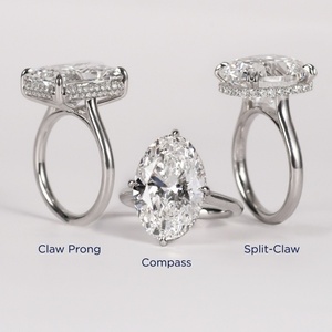 Luxury Elongated Antique 2.75ct <b>Cushion</b> Lab Diamond Engagement Ring With Claw Prongs Two Tone 18K Yellow Gold Solitaire Ring - Product Image 5
