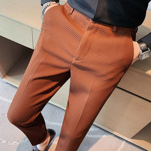 Pantalon de costume décontracté pour homme, coupe slim, sans repassage, taille élastique, coupe droite, style business - Product Image 3