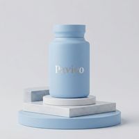 Flacon de complément alimentaire à col large en PET dépoli 150 ml, bouchon à vis bleu, pour gommes, vitamines, pilules, capsules, capacité et couleur personnalisables, Vietnam